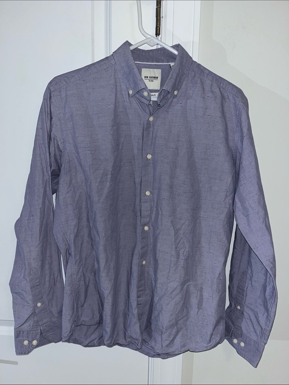 Blue textureΒ print Ben Sherman dress shirt 15β1/2 x34/35 Tailored Slim Fit M